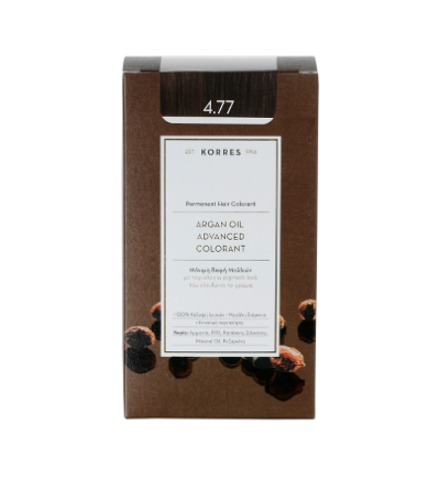 KORRES Argan oil 4.77 Advanced Colorant  Μόνιμη Βαφή Μαλλιών Σκούρο Σοκολατί 1 τεμ.