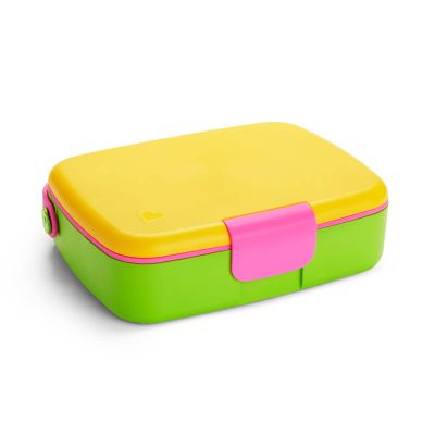 Munchkin Σκευος Μεταφορας Φαγητου Με Κουταλοπηρουνα Bento Box Κίτρινο/Ροζ