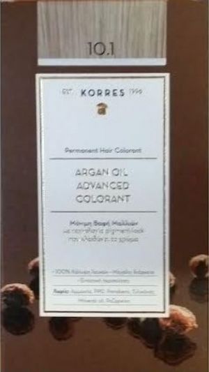 KORRES Argan oil 10.1 Advanced Colorant  Μόνιμη Βαφή Μαλλιών Ξανθό Πλατίνας Σαντρέ 1 τεμ.