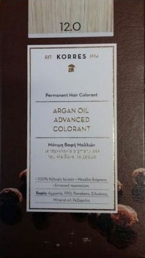 KORRES Argan oil 12.0  Advanced Colorant Μόνιμη Βαφή Μαλλιών Special Ξανθό 1 τεμ.