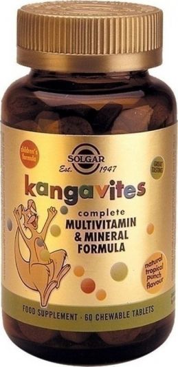 Solgar Kangavites Multivitamin & Mineral Formula Tropical Punch 60 Μασώμενες Ταμπλέτες