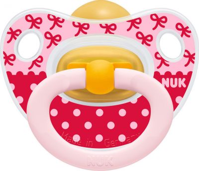 Nuk Classic Happy Kids Πιπίλα Καουτσούκ, 18-36m Ροζ - Κόκκινη