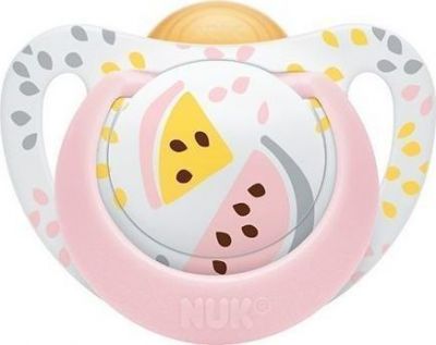 Nuk Genius Color Πιπίλα Καουτσούκ Ροζ Καρπούζι με Κρίκο,Από 0 Έως 6 Μηνών(10.725.050)