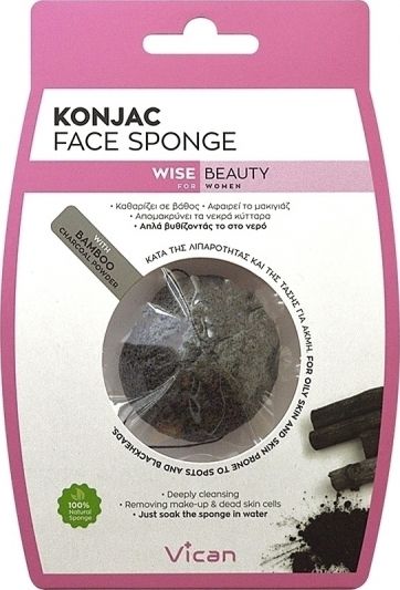 Vican Wise Beauty - Konjac Sponge με σκόνη άνθρακα bamboo 1τμχ