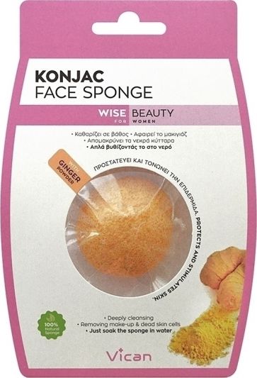 Vican Wise Beauty - Konjac Sponge με σκόνη τζίντζερ 1τμχ
