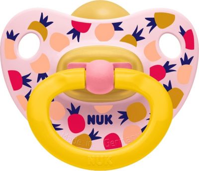 Nuk Happy Kids Πιπίλα Καουτσούκ Με κρίκο Από 0 Έως 6 Μηνών Ροζ Φρούτα (10.725.209)