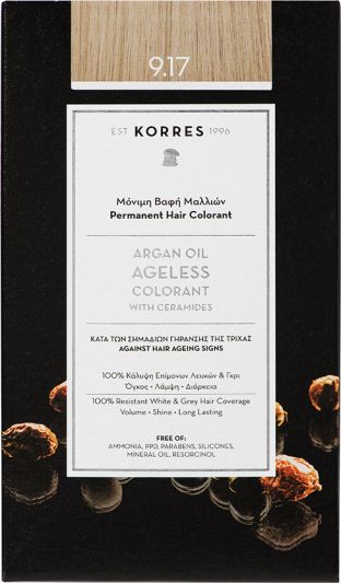 Korres Argan oil Ageless Colorant Νο 9.17 Κατάξανθο Ανοιχτό Μπεζ 1τμχ