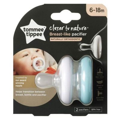 Tommee Tippee Πιπίλα Σιλικόνης Breast-Like Soother 6-18m 2τμχ