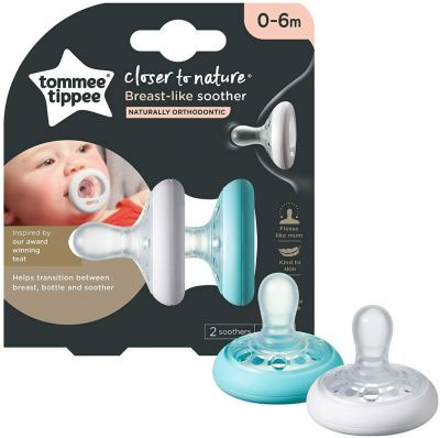 Tommee Tippee Πιπίλα Σιλικόνης Breast-Like Soother 0-6m 2τμχ