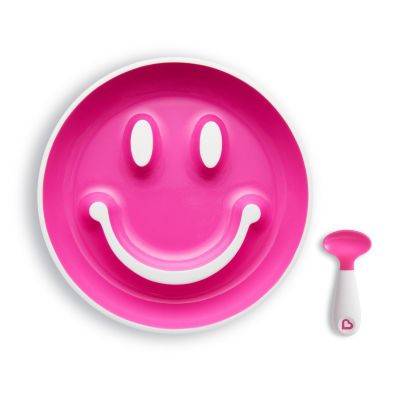 Munchkin Set Smile 'n Scoop™ Plate & Training Spoon Ροζ