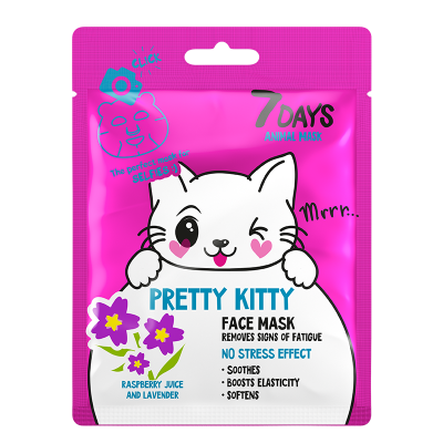 7DAYS ANIMAL Pretty Kitty Sheet Mask 28g, 1τμχ