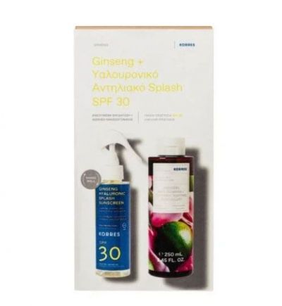Korres Ginseng Hyaluronic Splash Sunscreen Spray SPF30 Αντηλιακό Προσώπου & Σώματος 150 ml + Δώρο Ginger Lime Αφρόλουτρο 250 ml
