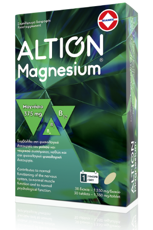 Altion Magnesium, Συμπλήρωμα Διατροφής με Μαγνήσιο 375mg, 30 Δισκία