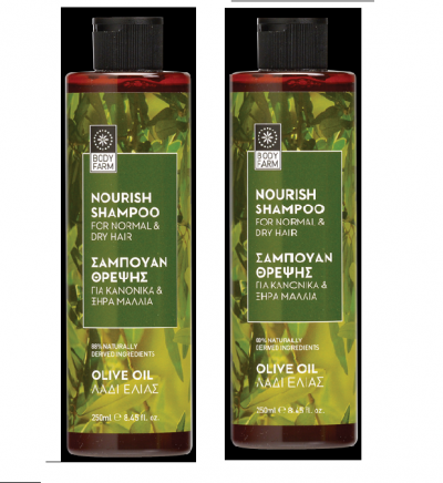 Bodyfarm Σαμπουάν Κανονικά Ξηρά Μαλλιά Olive Oil 1+1 Δώρο 250ml