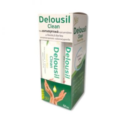 Delousil Ήπια Αντισηπτικά Υγρά Ατομικά Μαντηλάκια Με Αλκοόλη & Aloe Vera, 12 τεμ.