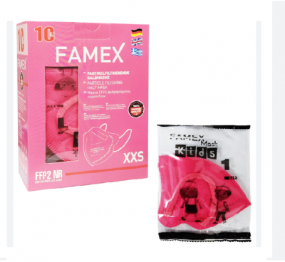 Famex Mask Kids FFP2 NR XXS Ρoζ 1 Τεμάχιο