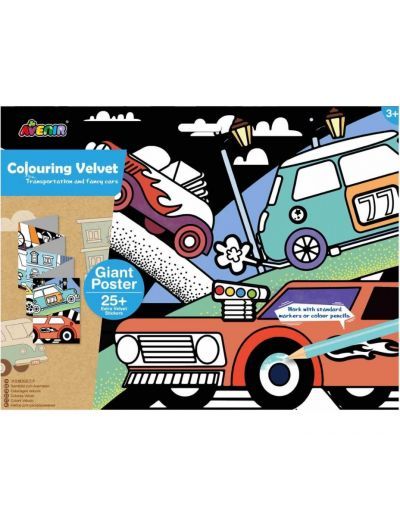 Avenir Giant Poster Colouring Velvet Transportation and Fancy Cars 3+