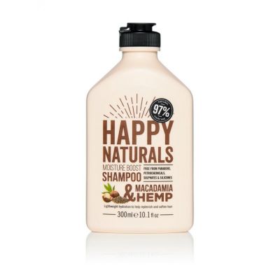 Happy Naturals Everyday Moisture Shampoo Macadamia & Hemp, Σαμπουάν Ελαφριάς Ενυδάτωσης για Καθημερινό Λούσιμο, 300ml