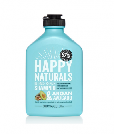 Happy Naturals Intense Repair Shampoo Argan & Avocado, Σαμπουάν Εντατικής Περιποίησης με Αβοκάντο και έλαιο Argan, 300ml