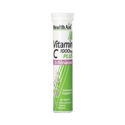 Health Aid Vitamin C 1000mg Αναβράζουσες Βιταμίνες C με Εχινάκεια και γεύση Λεμόνι 20 Αναβράζουσα Δισκία