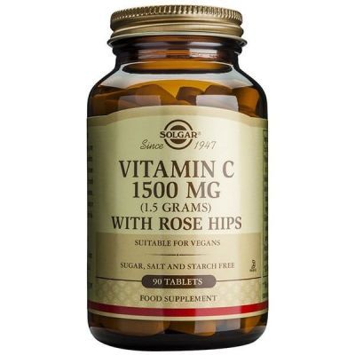 Solgar Vitamin C 1500mg With Rose Hips (Βιταμίνη C), 90 Ταμπλέτες