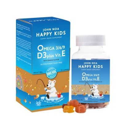 John Noa Happy Kids Omega 3/6/9 D3 Plus Vit. E Παιδικό Συμπλήρωμα Διατροφής, 90 Ζελεδάκια