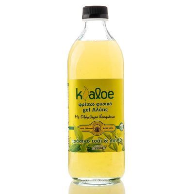 Kaloe Gel Φυσικός Χυμός Βιολογικής Αλόης με Εκχύλισμα Πράσινο Τσάι & Λουίζα 1000ml