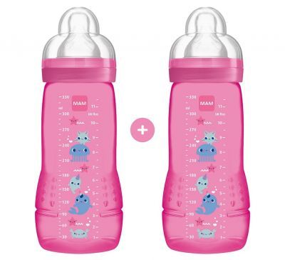 MAM Σετ 2 Μπιμπερό Easy Active™ Baby Bottle Ροζ, 2x330ml