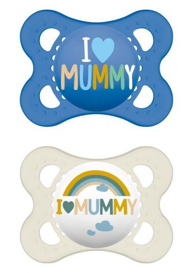 MAM Πιπίλα Σιλικόνης Ι Love Mummy & Daddy 2-6 μηνών Μπλε, 2τμχ