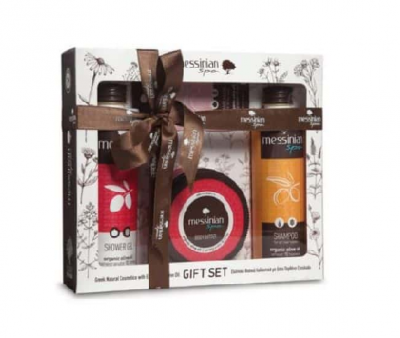 Messinian Spa Gift Set | Shower Gel Ρόδι & Μέλι 300ml - Σαμπουάν Σιτάρι & Μέλι 300ml- Body Butter Ρόδι & Μέλι 250ml