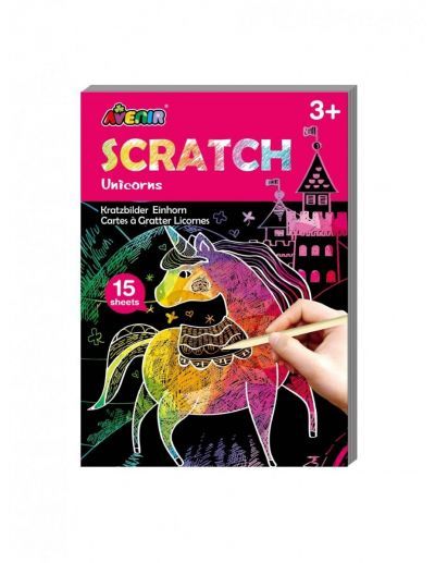Avenir Mini Scratch Book - Unicorns 15 Sheets 3+