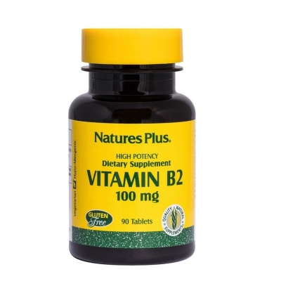 Natures Plus Vitamin B2 100mg (Ριβοφλαβίνη), 90 Ταμπλέτες