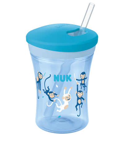 Nuk Action Cup Εκπαιδευτικό Κύπελλο με Καλαμάκι 12m+ Μπλε, 230ml