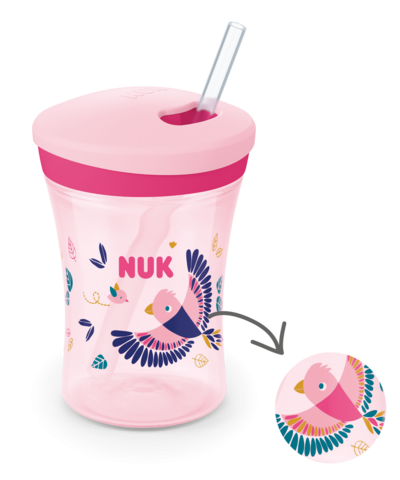 Nuk Action Cup Ποτηράκι που Αλλάζει Χρώμα 12m+ Ροζ 230ml