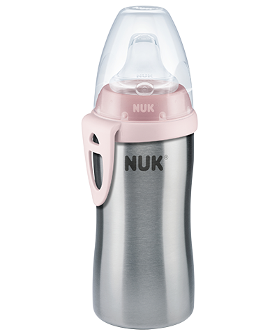 Nuk Active Cup Ανοξείδωτο Παγουράκι με Στόμιο Ροζ 215ml