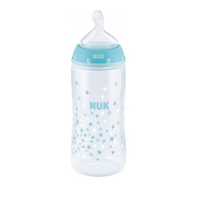 Nuk First Choice Plus Πλαστικό Μπιμπερό Θηλή Σιλικόνης Μπλε Αστέρια 6-18m 300ml