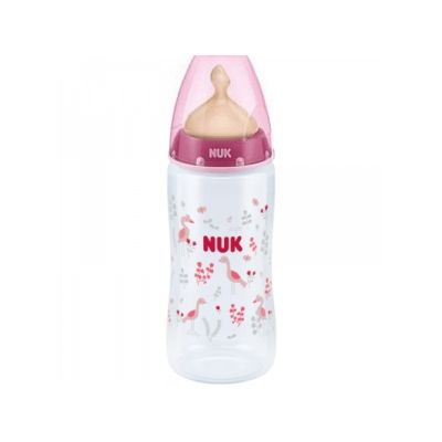 Nuk First Choice Plus Μπιμπερό PP 0-6 Μηνών με Θηλή Καουτσούκ Μεγέθους 2, Φλαμίνγκο 300ml