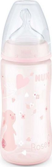 Nuk First Choice+ Μπιμπερό Ροζ Λαγουδάκι PP 0-6 Μηνών με Θηλή Σιλικόνης 300ml