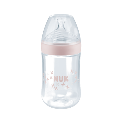 Nuk Nature Sense Πλαστικό Μπιμπερό Θηλή Σιλικόνης 6-18m Ροζ, 260ml
