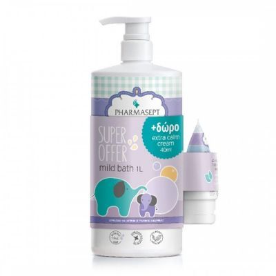 Pharmasept Tol Velvet Baby Mild Bath Βρεφικό Αφρόλουτρο για Σώμα & Μαλλιά 1lt & Δώρο Extra Calm Cream 40ml