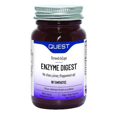 Quest Enzyme Digest Μοναδικός Συνδυασμός Ενζύμων, Βεταΐνης και Μέντας. 90 Ταμπλέτες