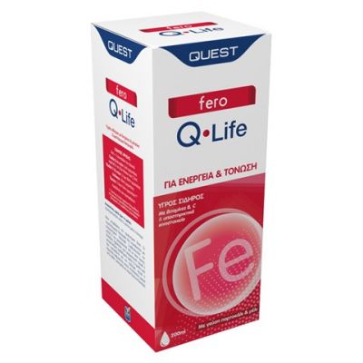 Quest Fero Q-Life Συμπλήρωμα Υγρού Σιδήρου με Γεύση Πορτοκάλι & Μέλι Για Ενέργεια και Τόνωση 200ml