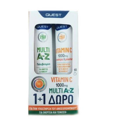 Quest Multi A-Z Πορτοκάλι 20 Αναβράζοντα Δισκία & Vitamin C 1000mg Πορτοκάλι 20 Αναβράζοντα Δισκία