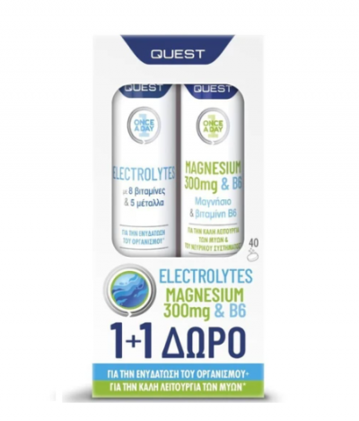 Quest Promo Electrolytes 20 Αναβράζοντα Δισκία & Magnesium 300mg & B6 20 Αναβράζοντα Δισκία