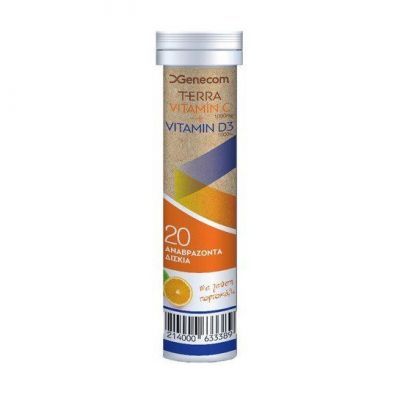Genecom Terra Vitamin C 1000mg + Vitamin D3 1000iu 20 Αναβράζοντα Δισκία