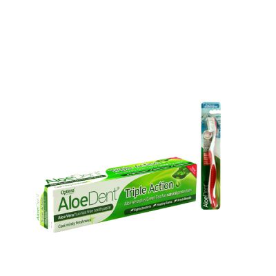 Optima Aloe Dent Triple Action Toothpaste 100ml + Δώρο οδοντόβουρτσα Κόκκινη