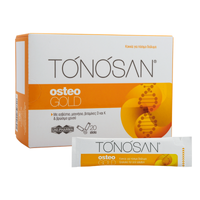 Uni-Pharma Tonosan Osteogold Συμπλήρωμα Διατροφής για την Ενίσχυση των Οστών και των Μυών 20 Φακελίσκοι