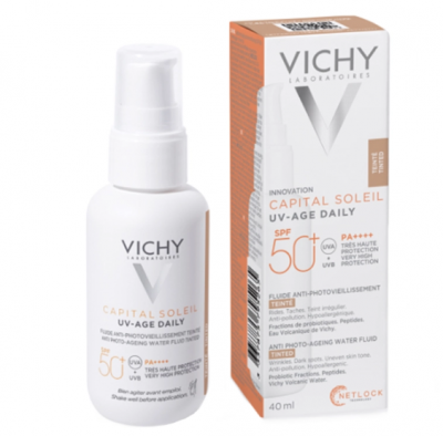 Vichy Capital Soleil UV-Age Daily SPF50+ Λεπτόρρευστο Αντιηλιακό Προσώπου με Χρώμα, 40ml