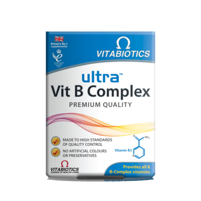 Vitabiotics Ultra Vitamin B Complex Συμπλήρωμα Διατροφής με Σύμπλεγμα Βιταμινών Β, 60 Ταμπλέτες