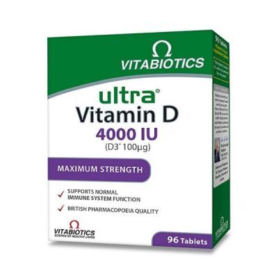 Vitabiotics Ultra Vitamin D 4000iu, Συμπλήρωμα Διατροφής Βιταμίνης D, 96 Μικρές Ταμπλέτες